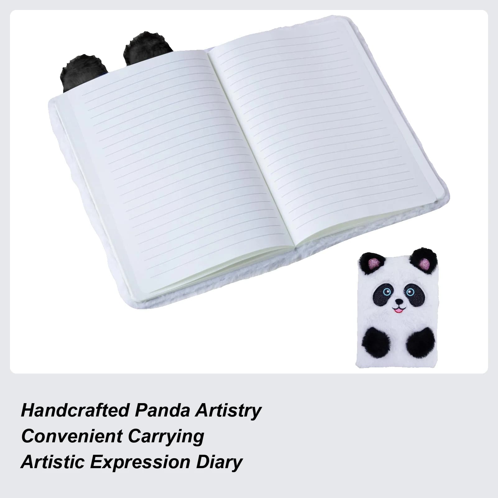 Cute Cartoon Plush Panda Cover Notebook Panda Sketchbook Stationery Fuzzy Diary A5 Plush Notebook Handbook for Writing