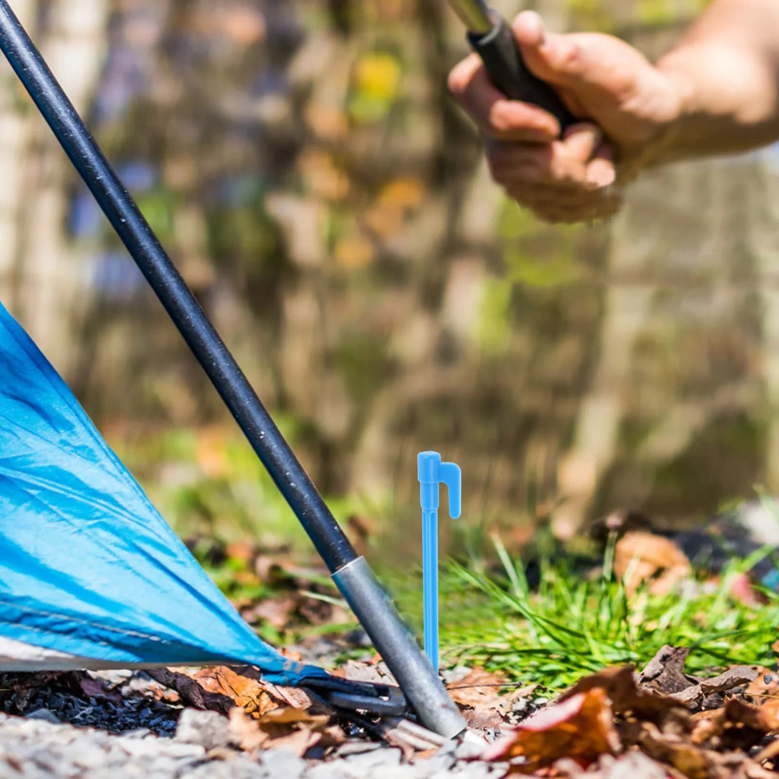 100 Pezzi Picchetti in Plastica Resistenti per Tende, Ancoraggi per Campeggio, Escursionismo, Spiaggia, Blu, Antiruggine, per Teli e Sabbia