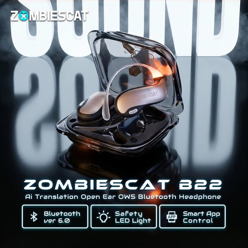 Zombies Cat B22 OWS Ear Hook Headphones Ai Translation Bluetooth 6.0 Earphones 720° Stereo Sound TWS Wireless Earbuds with APP