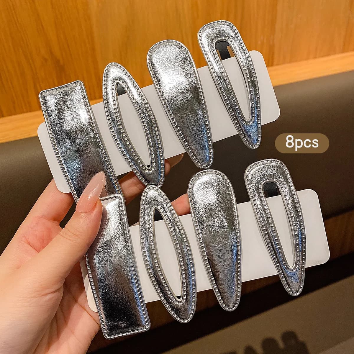 8 silver BB clips with sweet and stylish hair accessories suitable for daily use