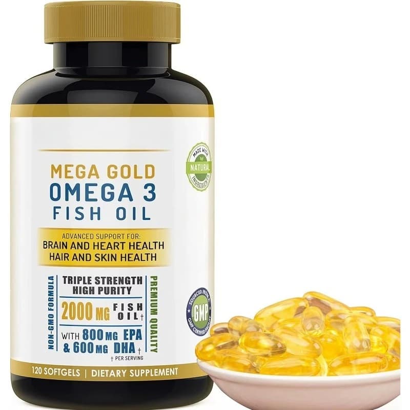 Omega 3 2000mg Fish Oil Supplement with EPA DHA Vitamin E Without Retrogusto Triple Concentration Support for Men and Women