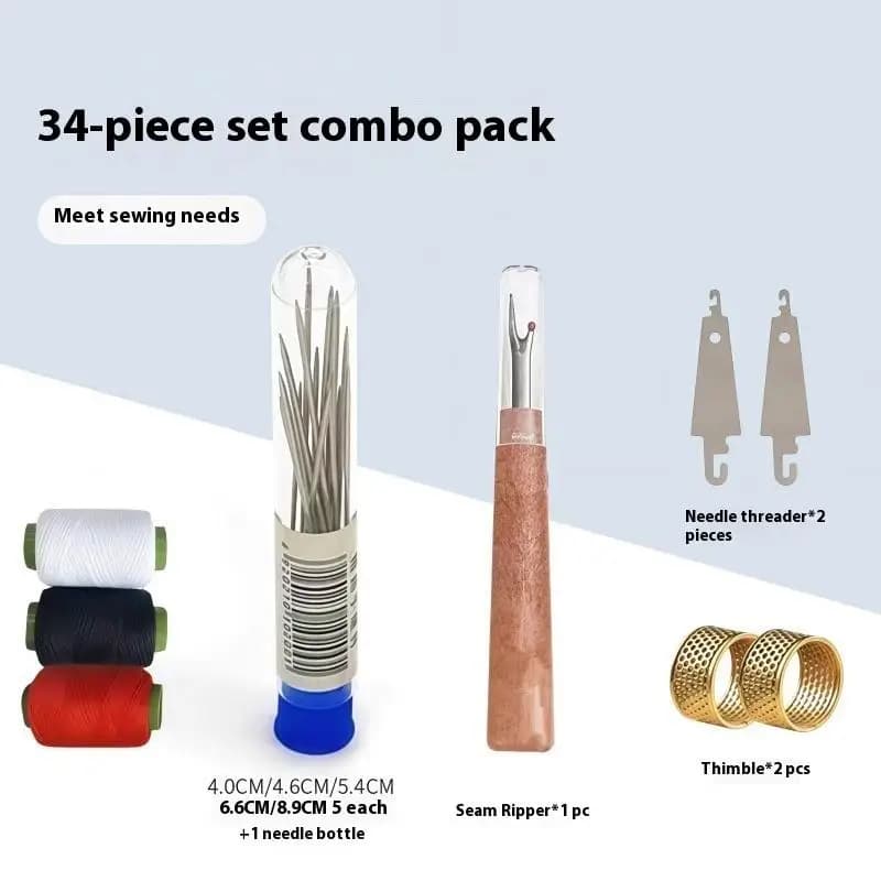 Set di 34 aghi da cucito a occhiello grande, aghi manuali per cucito, quilting e ricamo, kit con astuccio per infilare facilmente, ideale per anziani e per lavori artigianali ​