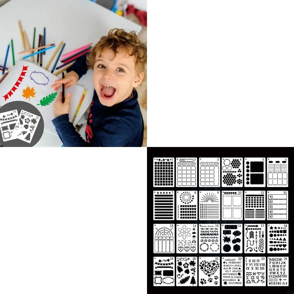 F42D 24pcs Planner Stencil Modelli disegno fai -da -te per diario album del taccuino fai -da -te diario