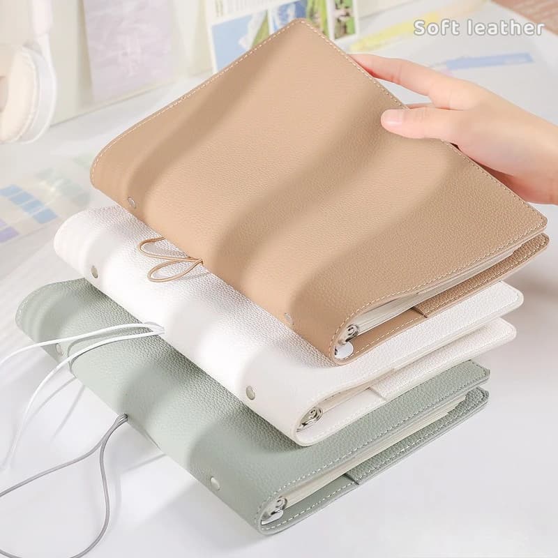 A5 Soft PU Binder Photocard Album Diary Planner Notebook Cover Collect Book Loose Leaf Stationery Gift Set