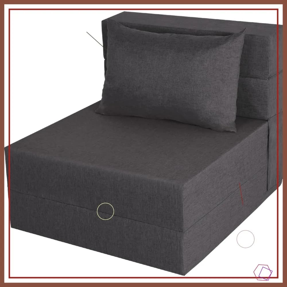 Divano Letto Pieghevole, Poltrona Letto con Rivestimento Lavabile, Futon Convertibile con Cuscino, Misura Singola, Grigio Scuro