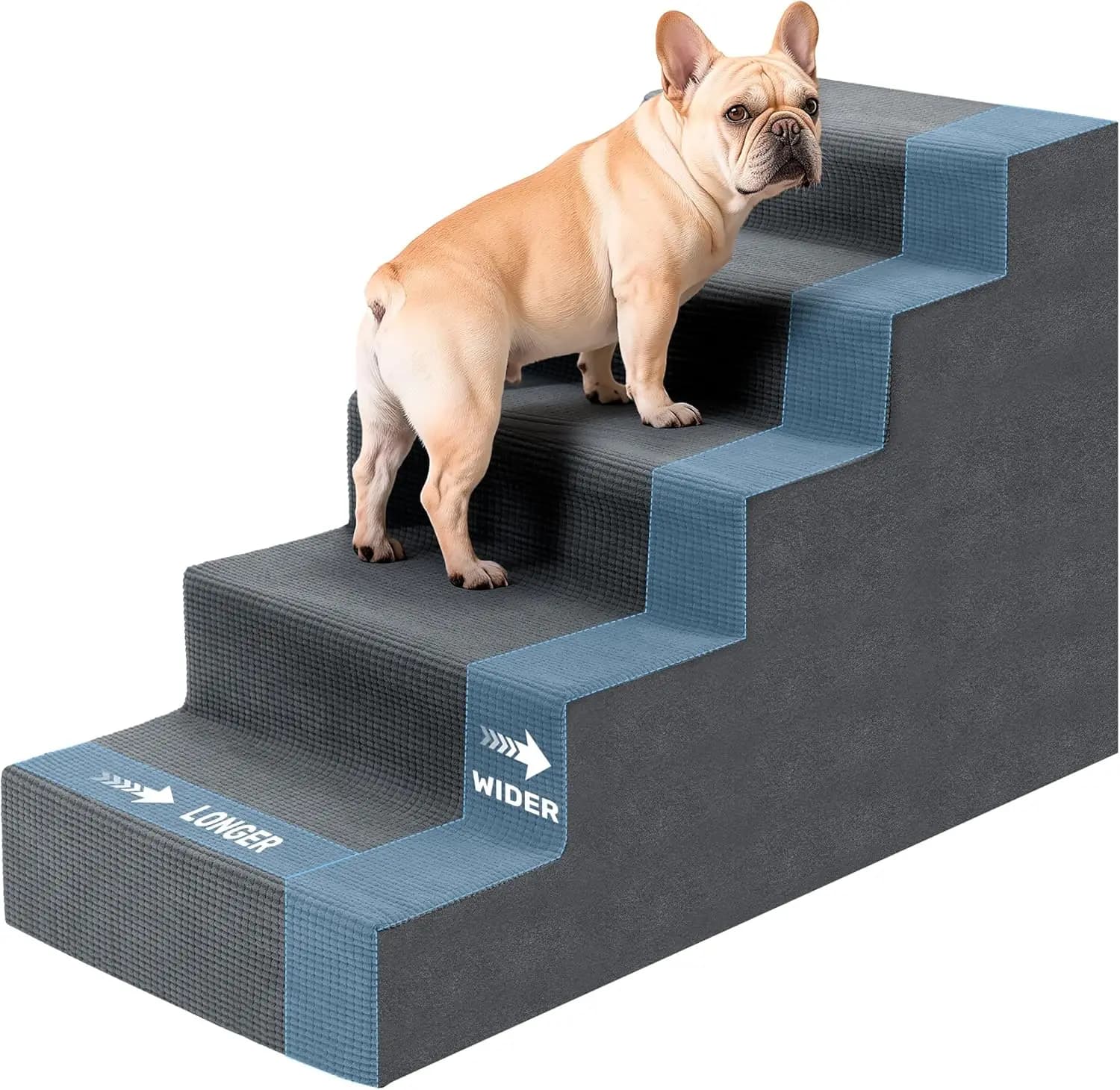 Scaletta per Cani da 23 Pollici per Letti Alti, Scala a 5 Livelli per Animali Domestici con Rivestimento Lavabile, Antiscivolo per Cani di Piccola Taglia