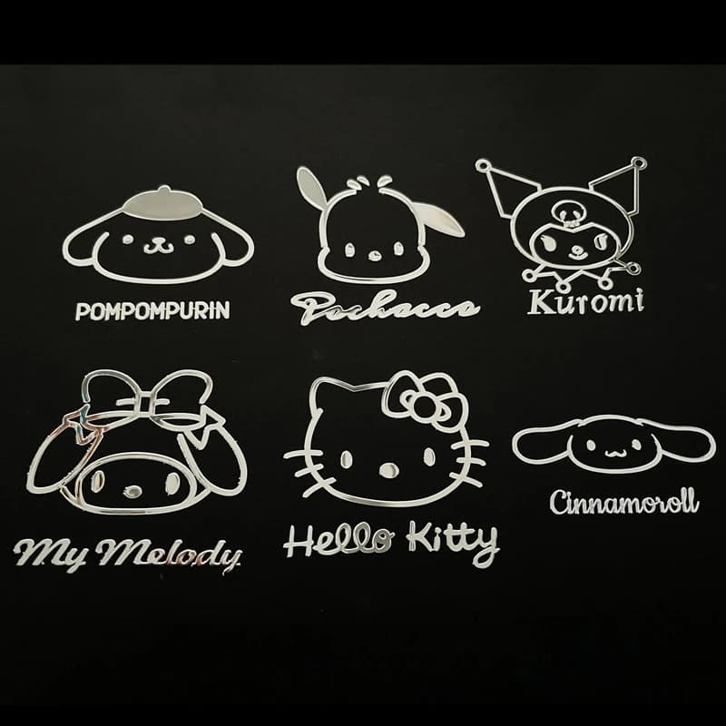 Sanrio Hello Kitty Adesivi in metallo Figure anime Cartoon Adesivi graffiti impermeabili Decorazione per telefono e laptop Regali di Natale