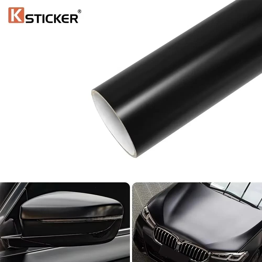 Pellicola per avvolgimento auto PET Raso Colore nero Adesivo durevole resistente ai graffi Copertura automatica Veicoli Accessori moto