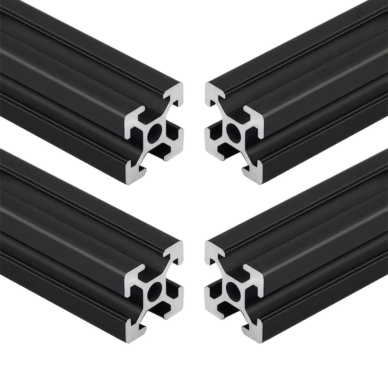 4Pcs T Slot 2020 Aluminum Extrusion European Standard Anodized Linear Rail for 3D Printer Parts and CNC DIY Black