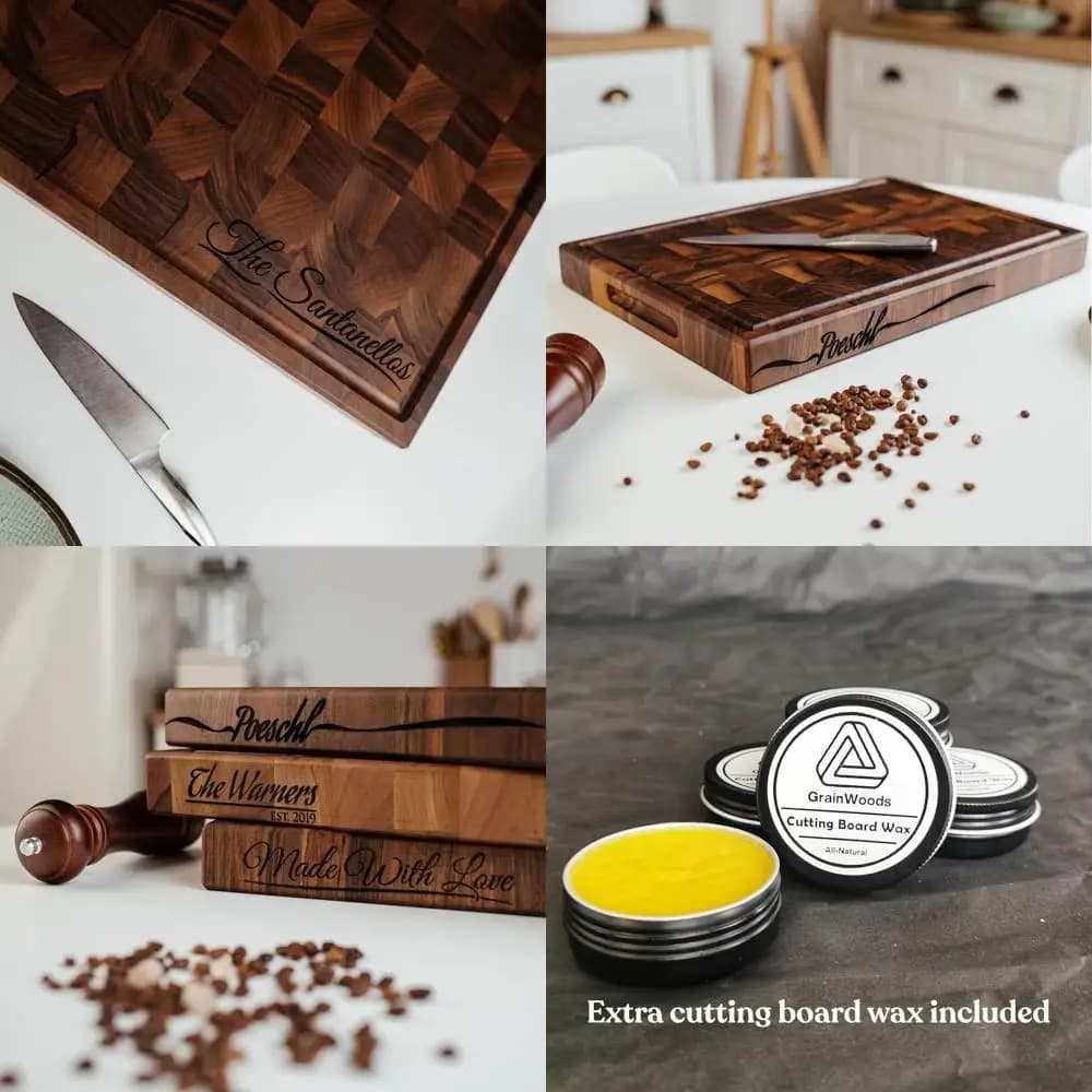 Tagliere Artigianale Personalizzato in Noce con Venature Trasversali – Blocco da Taglio in Legno Inciso su Misura, Regalo Perfetto per la Casa (23x17x2)