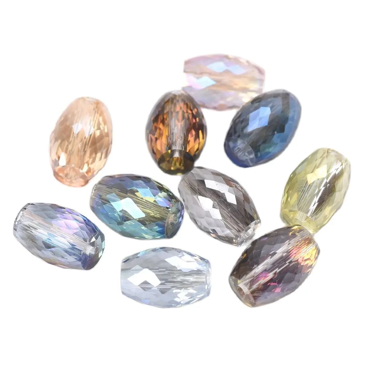 10pcs 10x6mm 12x8mm Oval Cylinder Faceted Cut Crystal Glass Loose Crafts Beads for Jewelry Making DIY