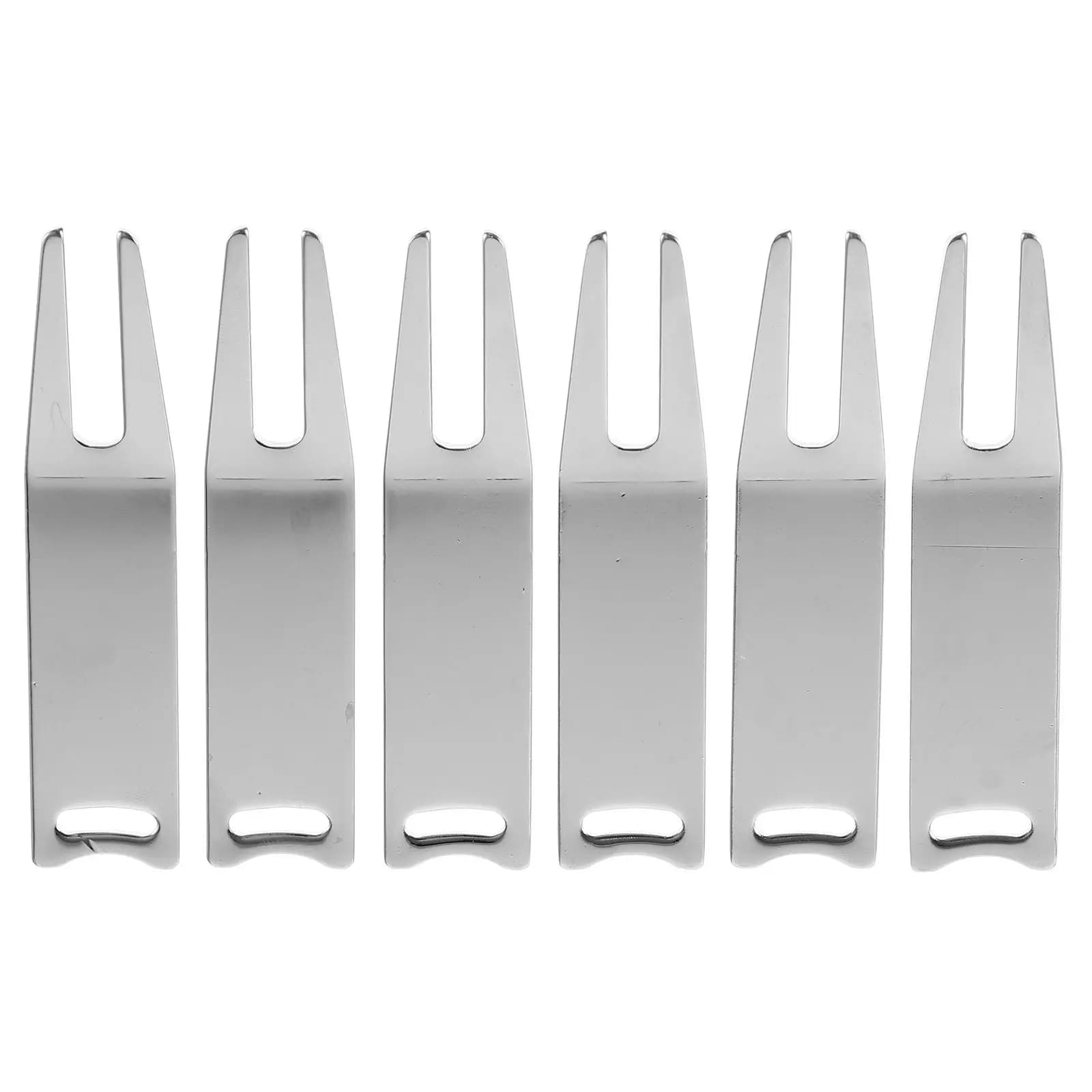 Set di 6 Riparatori per Divot in Metallo, Forchetta Professionale Compatta per Golf, Superficie Liscia e Lucida, Resistente all'Usura, Marcatore per Palline da Golf