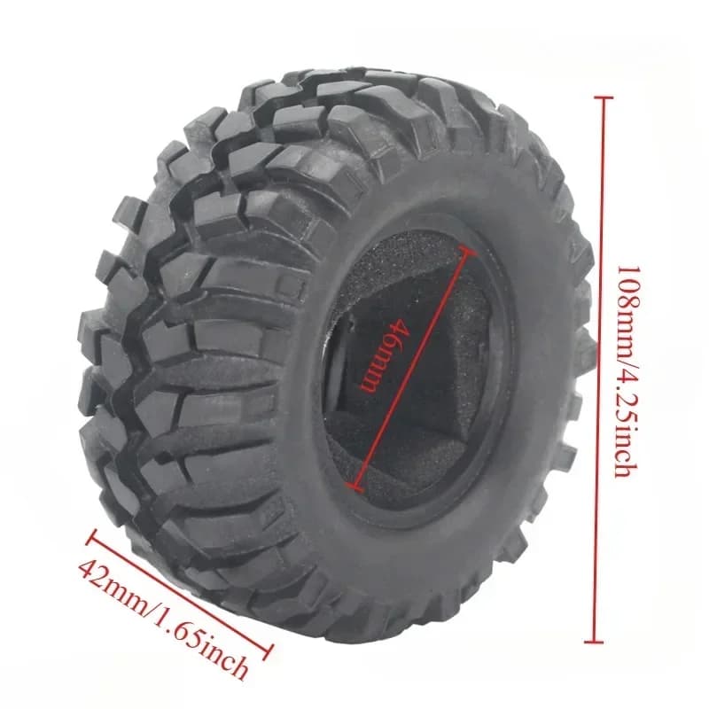 4 Pezzi Pneumatici da 1,9 Pollici 96mm 108mm per Rock Crawler con Cerchio Solido Beadlock per Auto RC 1/10 Axial