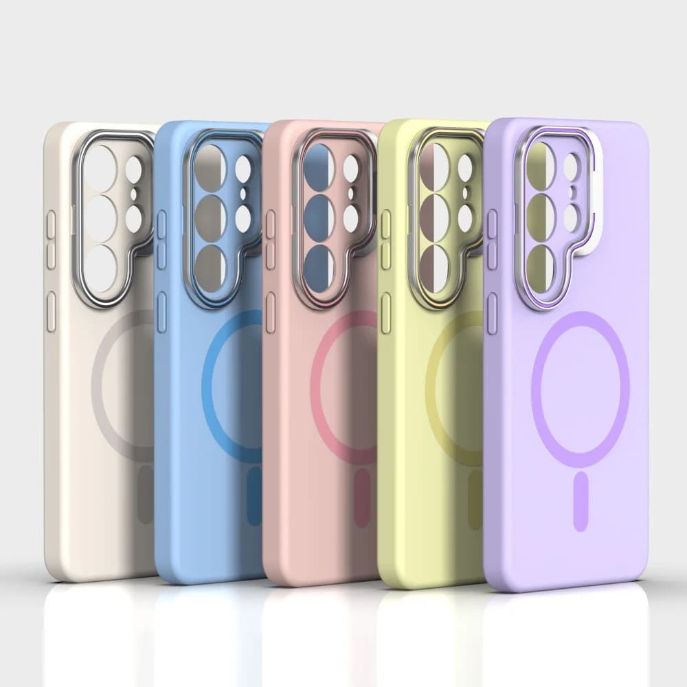 Silicone Case for MagSafe for Samsung Galaxy S26 S25 S24 S23 Ultra Edge, magnetic cover with metal lens protection for S25 Ultra