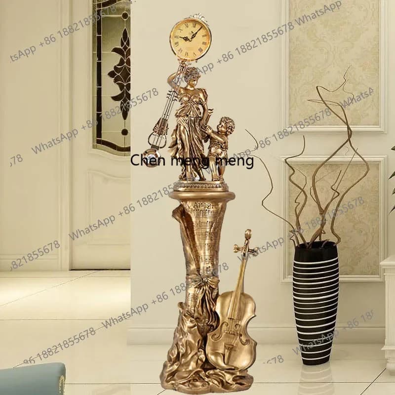 H178European living room vertical clock movement retro silent standing clock floor pendulum clock fashion resin