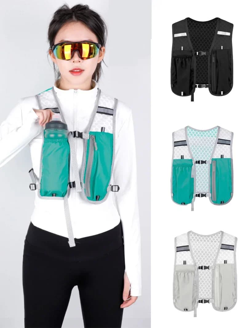 Running Vest Bag Lightweight Sports Backpack Hydration Bottle Pocket Phone Holder Chest Pack for Hiking Cycling Trail Outdoor