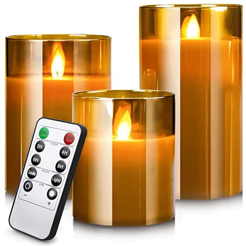 Luci a LED per la casa Candela elettronica Decorazione candela a LED Candela in vetro a LED Set completo timer telecomando per matrimonio di Natale