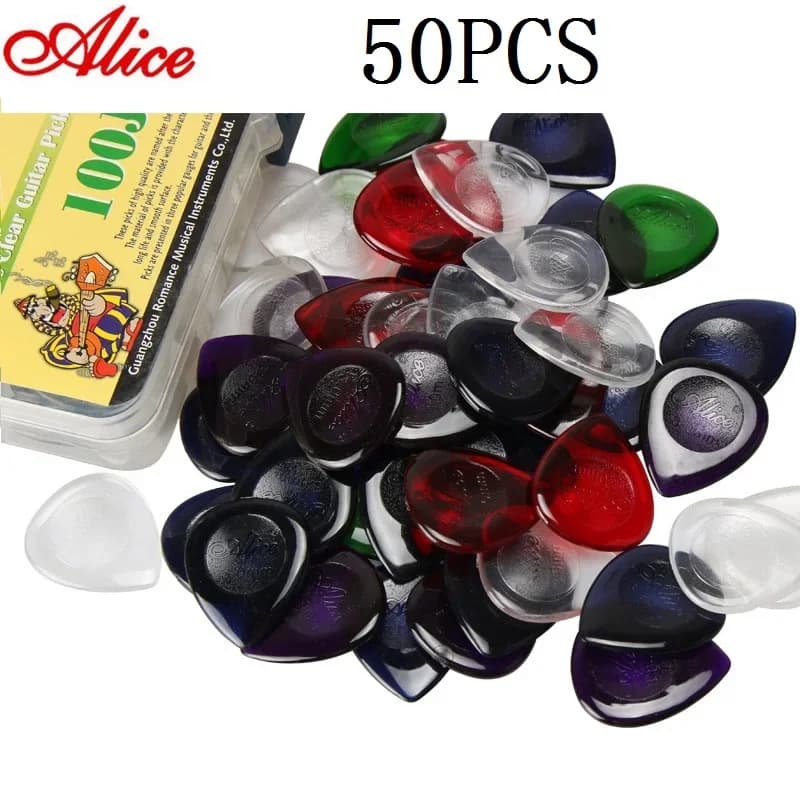 50PCS Alice Stubby Plettri per Chitarra Basso Elettrico Acustico Plettro Mediatore 1/2/3mm di Spessore Picking Veloce Accessori per Chitarra