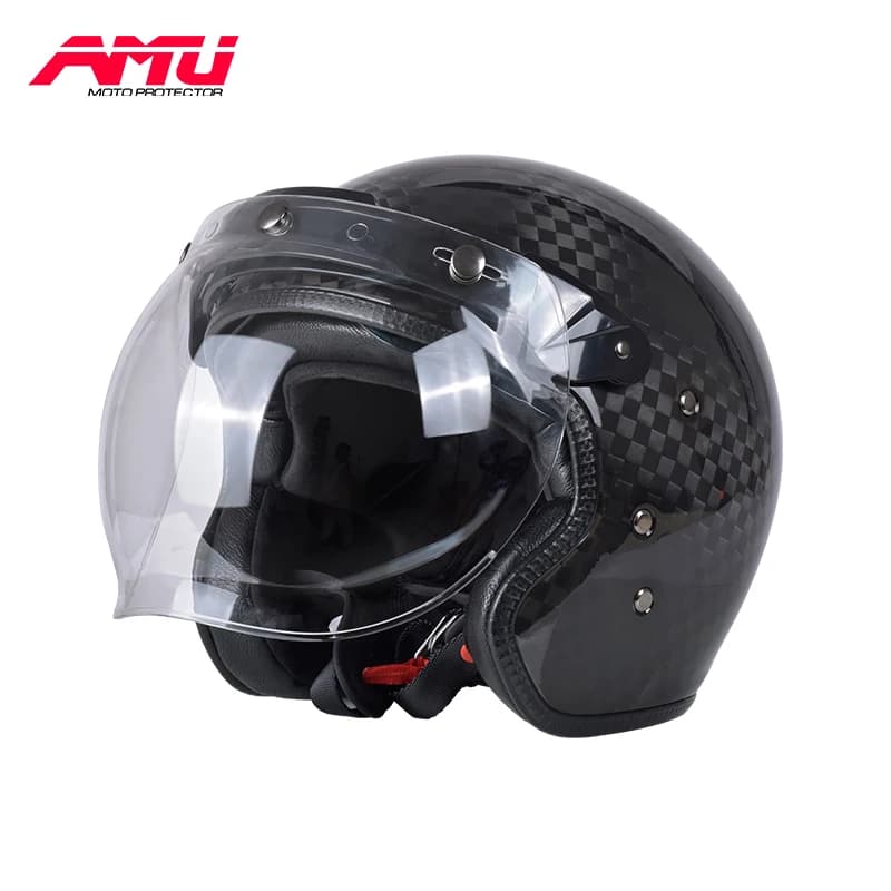 AMU Universal 3/4 Open Face casco visiera Bubble Flip UP moto parabrezza Capacete Lens accessori per casco Vintage