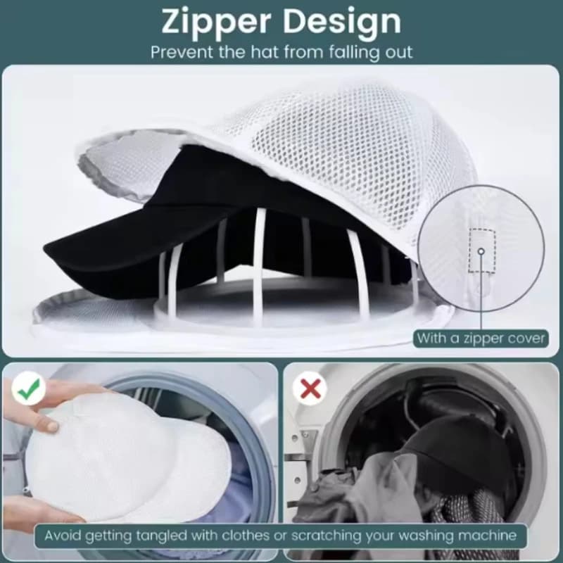 Sacchetto per lavaggio cappelli anti-deformazione, per cappellini da baseball, creativo per la casa, sacca per lavatrice, sacca per lavanderia cappelli