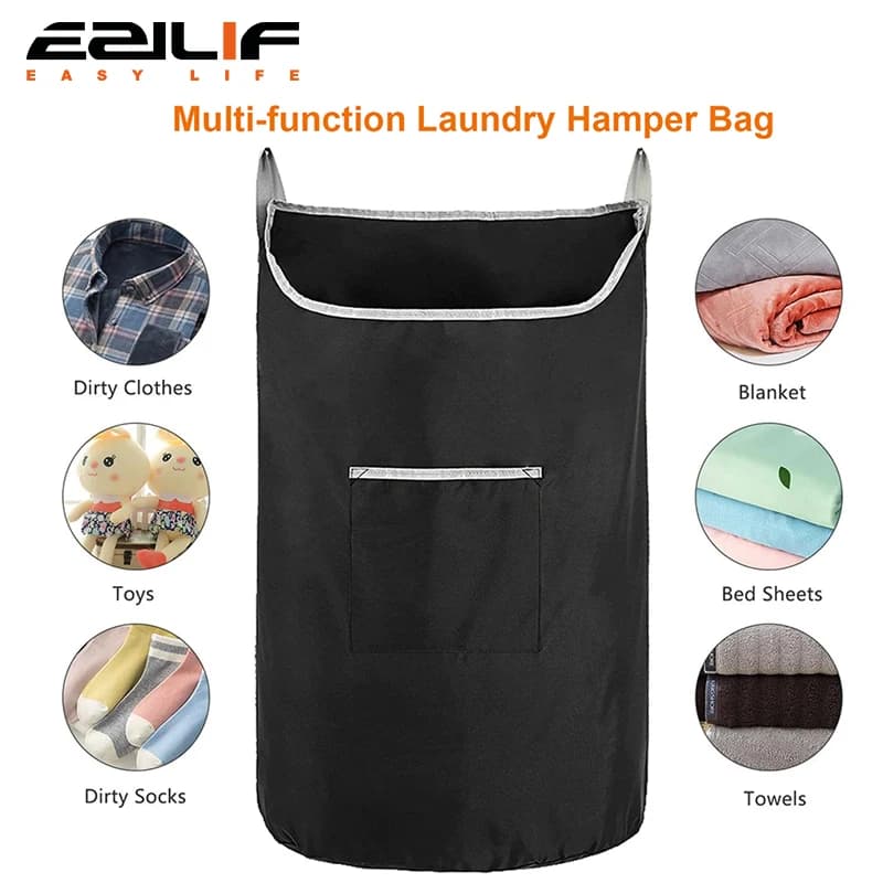 Large XL hanging linen basket bag, black door basket with large bag for hanging linen basket