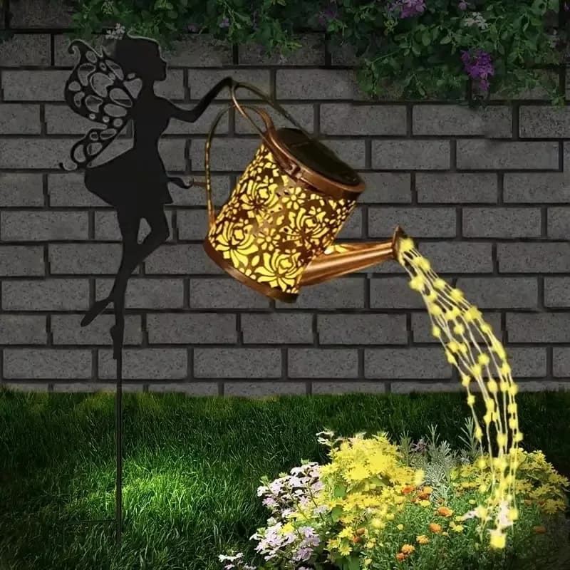 Watering Can Solar Projection Fairy String Lights Outdoor Waterfall Garden Stake Lamp for Lawn Yard Path Decoration