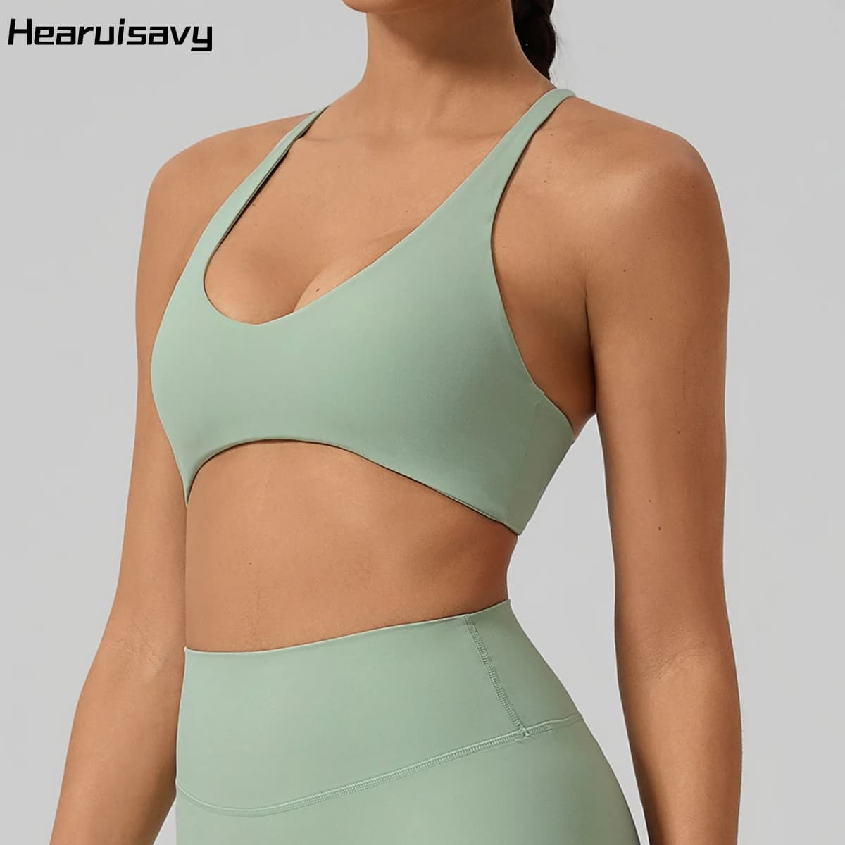 Hearuisavy Women's Sports Bra Cross Back Adjustable Straps Padded Yoga Bra Quick-Dry Breathable Gym Running Fitness Workout Top