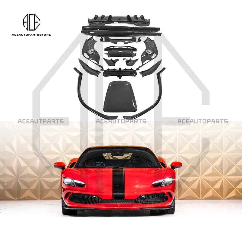 For Ferrari 296 GTB Body kit in carbon fiber dry 296GTB Rear spoiler kit carbon fiber front diffuser OEM style