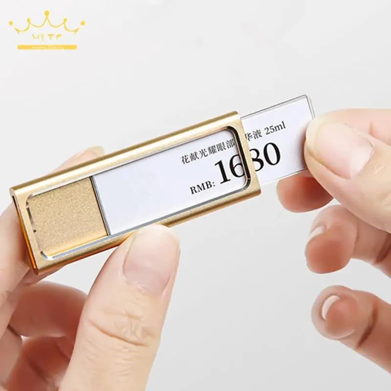 10 Pz/lotto 60X22Mm Targa In Metallo Supporto Del Basamento del Pane Prezzo del Negozio Etichetta Titolare Della Carta Pubblicità Display Stand Mini Prezzo di Carta