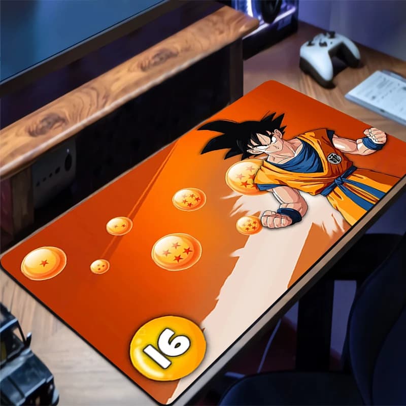 Tappetino per Mouse DBZ Dragon Ball 90x40cm, Tappetino da Scrivania per PC, Tappeto per Ufficio, Tastiera, Accessori da Gaming, Bordo Bianco