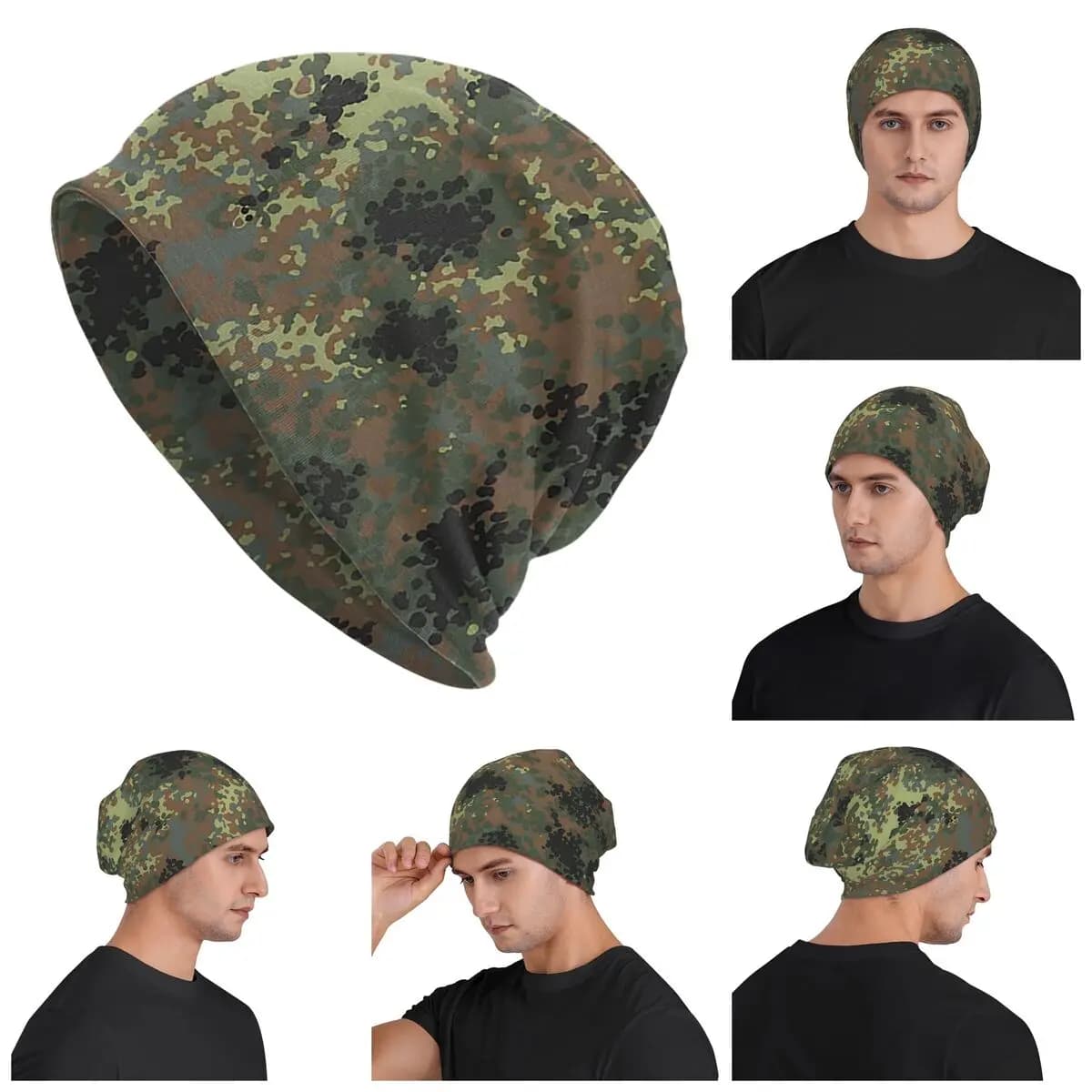Splintertarn Tedesco WW2 Camouflage Esercito Militare Unisex Adulto Berretti Berretti di Lavoro A Maglia Cofano Cappello Caldo Autunno Inverno Skullies Cappelli