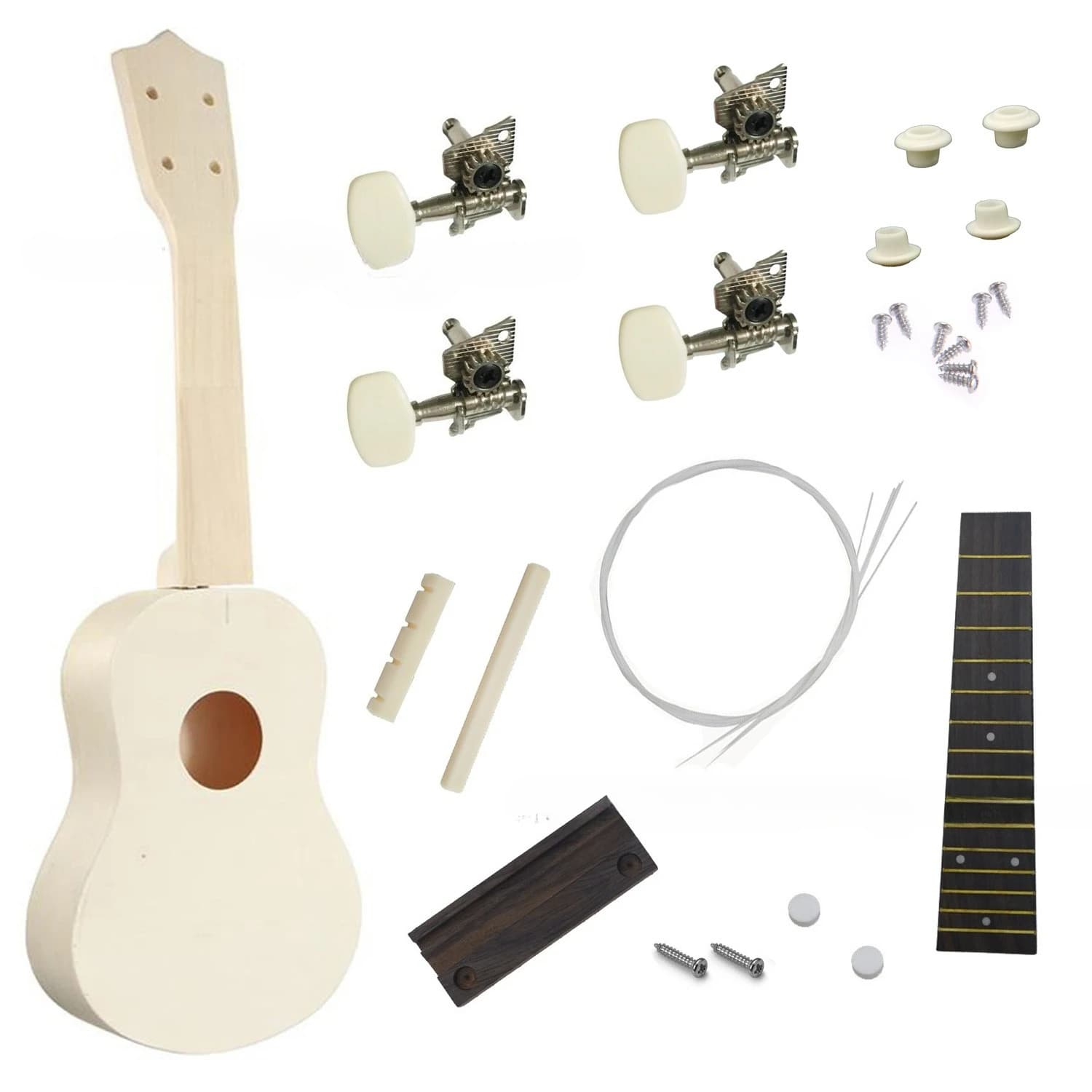 Kit fai da te per ukulele soprano da 21 pollici, tutte le parti incluse, chitarra fai da te in legno per adulti, bambini principianti, regalo musicale educativo