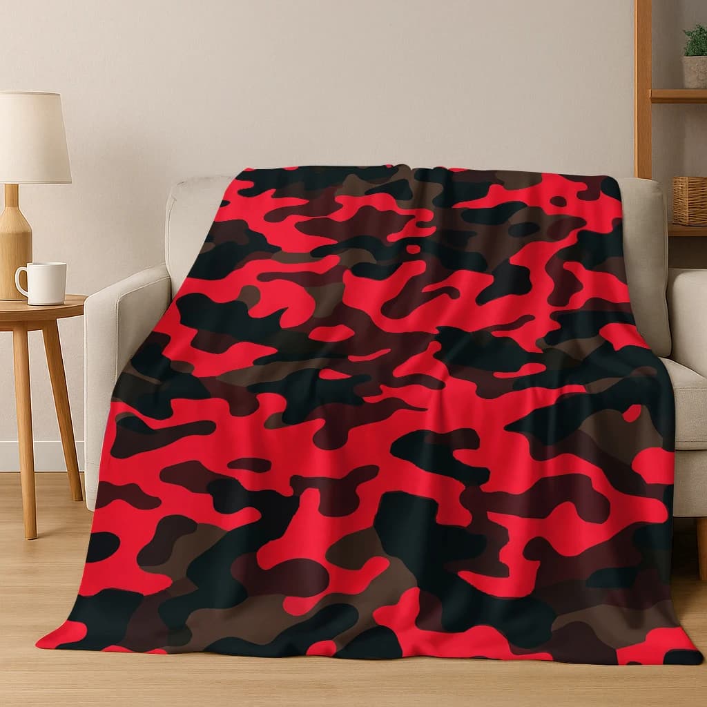 Coperta colorata militare colorata in flanella mimetica Coperta morbida e calda per camera da letto, soggiorno, viaggio, campeggio, picnic, regalo