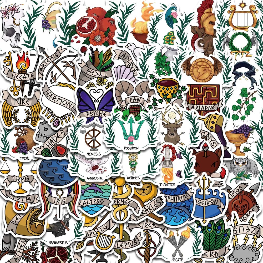 55 pezzi adesivo logo dio greco antico valigia cartone animato laptop bagagli decorativi telefono chitarra auto bici notebook scrapbook adesivo