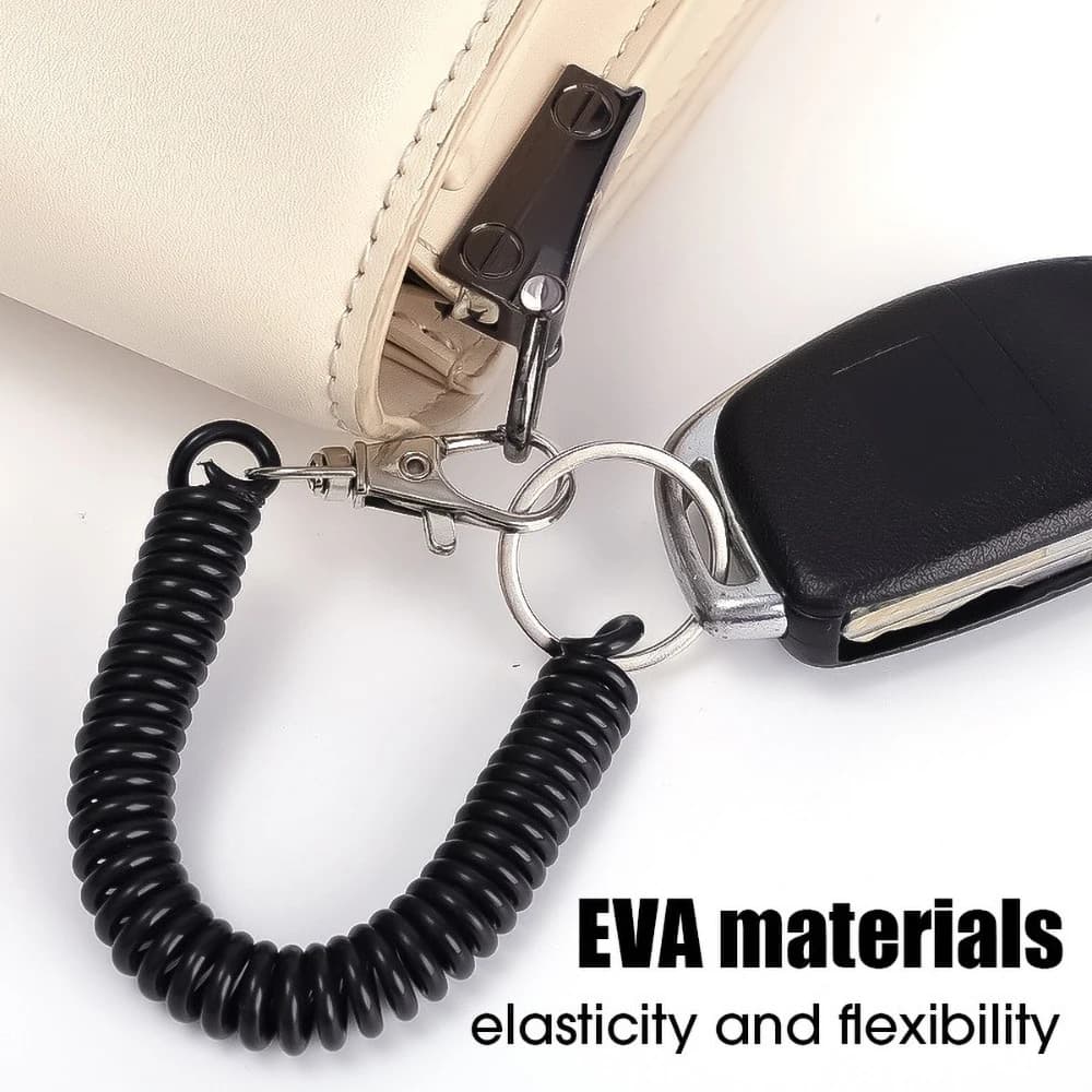 1Pcs Stretch Coil Keychain Elastic Spring Rope with Metal Lobster Claw Clasp Anti Lost Safety Key Ring for Car Keys ID Badge