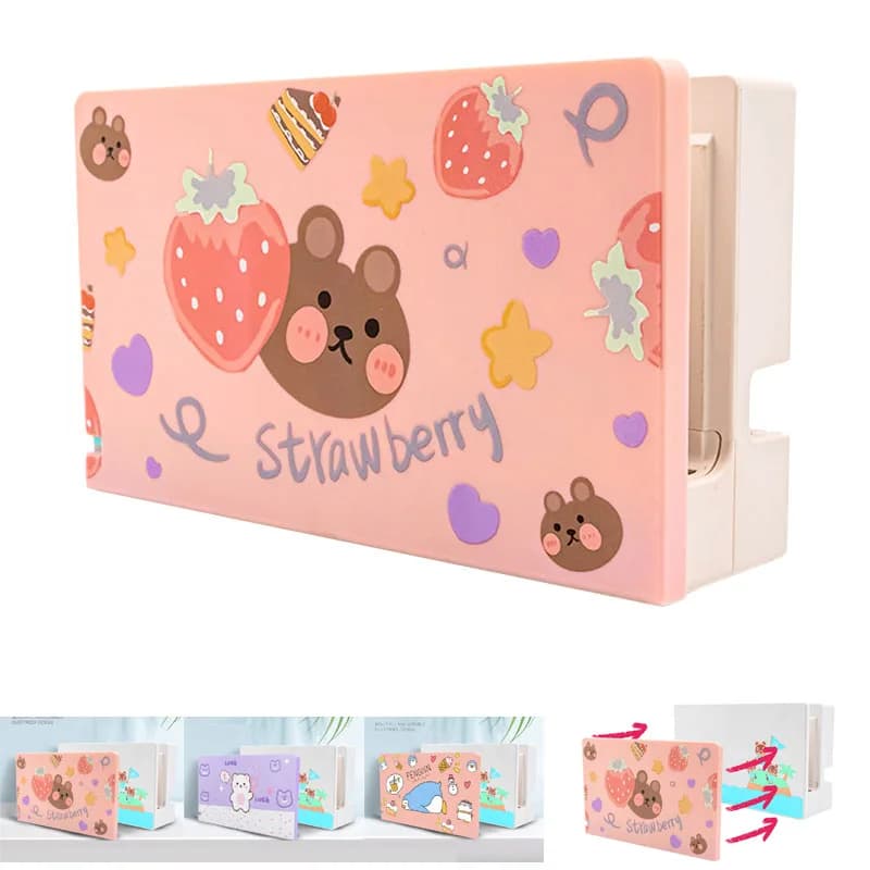Cover Personalizzata Carina per Dock di Ricarica Nintendo Switch, Guscio Sottile in PC Rigido Anti-Graffio per Dock Switch Rosa