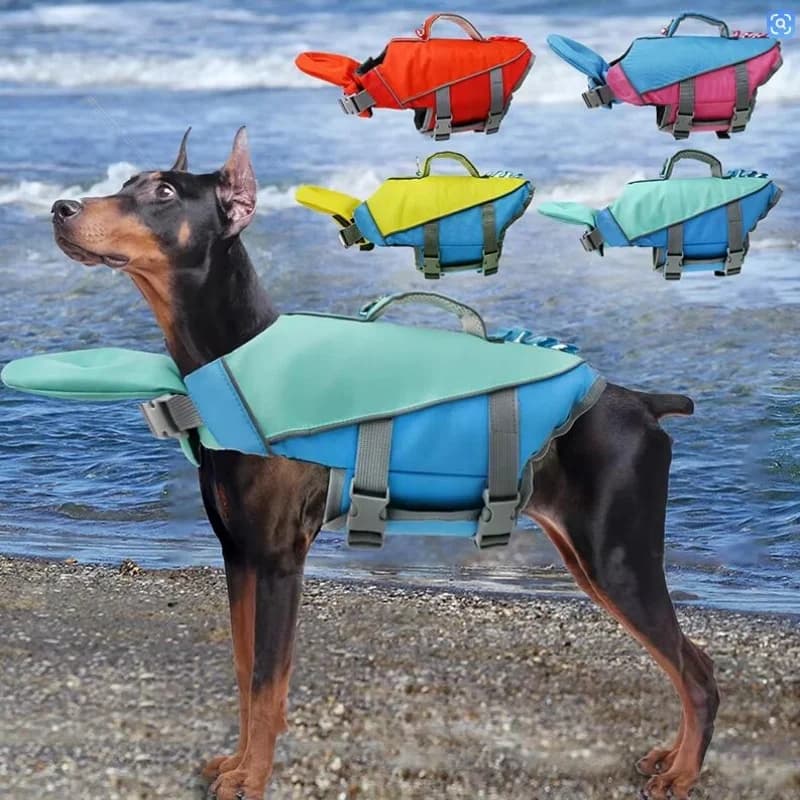 Giubbotto salvagente per cani con galleggiante sul collo rimovibile per il nuoto Ripstop Costume da bagno di sicurezza per animali domestici Maniglia di salvataggio per cani di piccola, media e grande