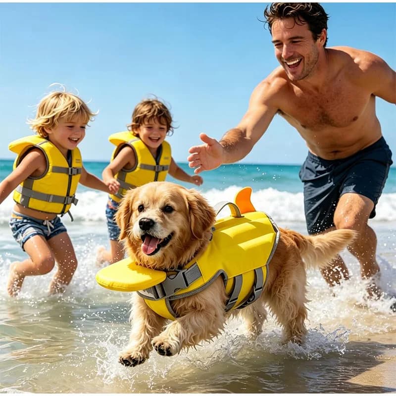 Summer Yellow Dog Swimsuit Waterproof Puppy Life Jacket Breathable Dog Clothes Harness Swimming Safety For cat Dog Pet Supplies