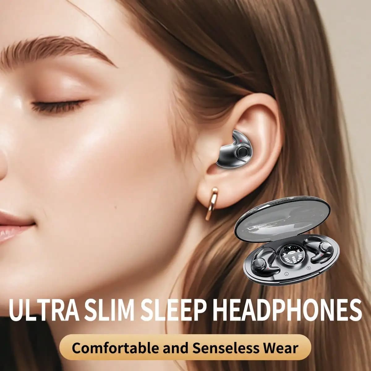 Cuffie per Dormire, Ultra-Sottili In-Ear, Comode per Dormire sul Fianco Senza Pressione sulle Orecchie, Compatibili con Tutti gli Smartphone