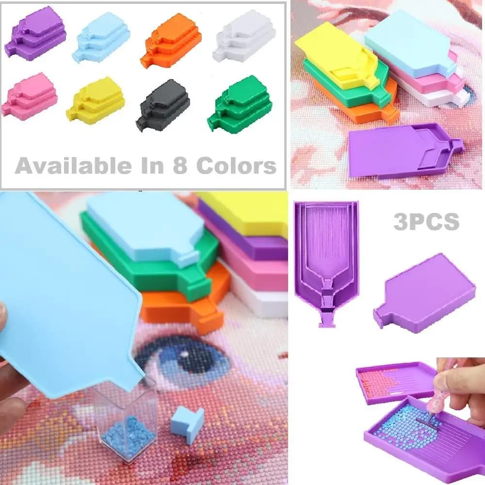 DIY 3Pcs Diamond Painting Trays of Different Sizes with Lids, Diamond Painting Accessories, Multifunctional 1-to-3 Tray with Sliding Lid, Suitable for 5D Diamond Painting Accessories and Storage Tools