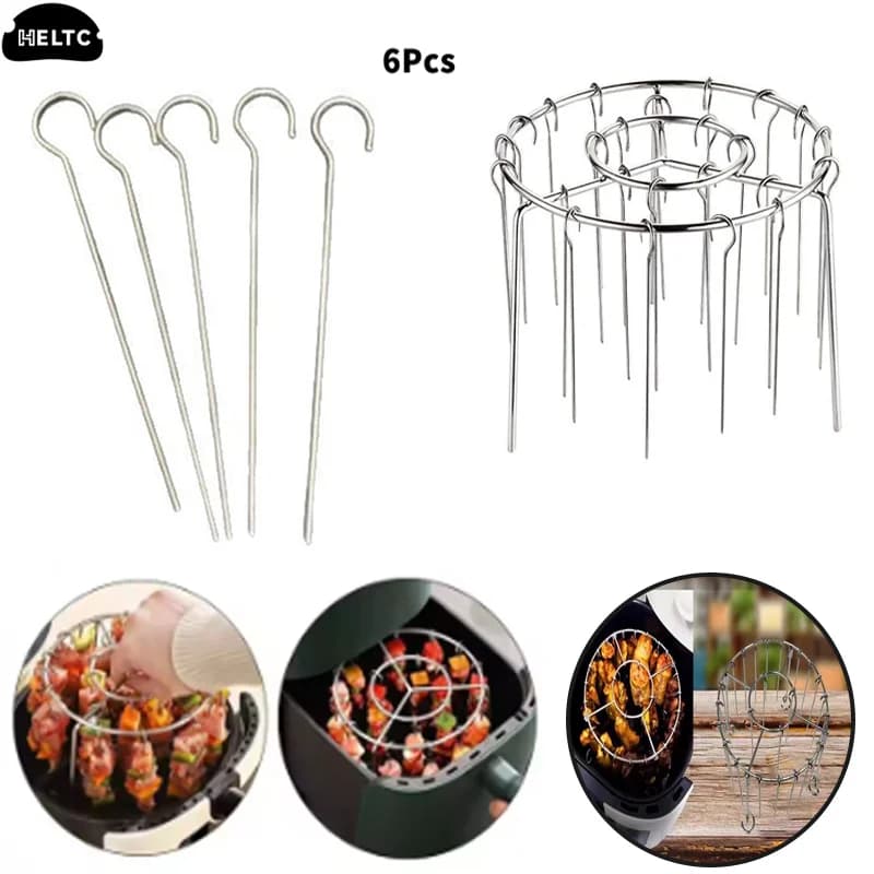 1PCS S/M/L Spiedini Air Fryer Stainless Steel Spiedino Vertical Hanging Oven Kebab Rack Kebab Holder Kitchen Gadget Grill