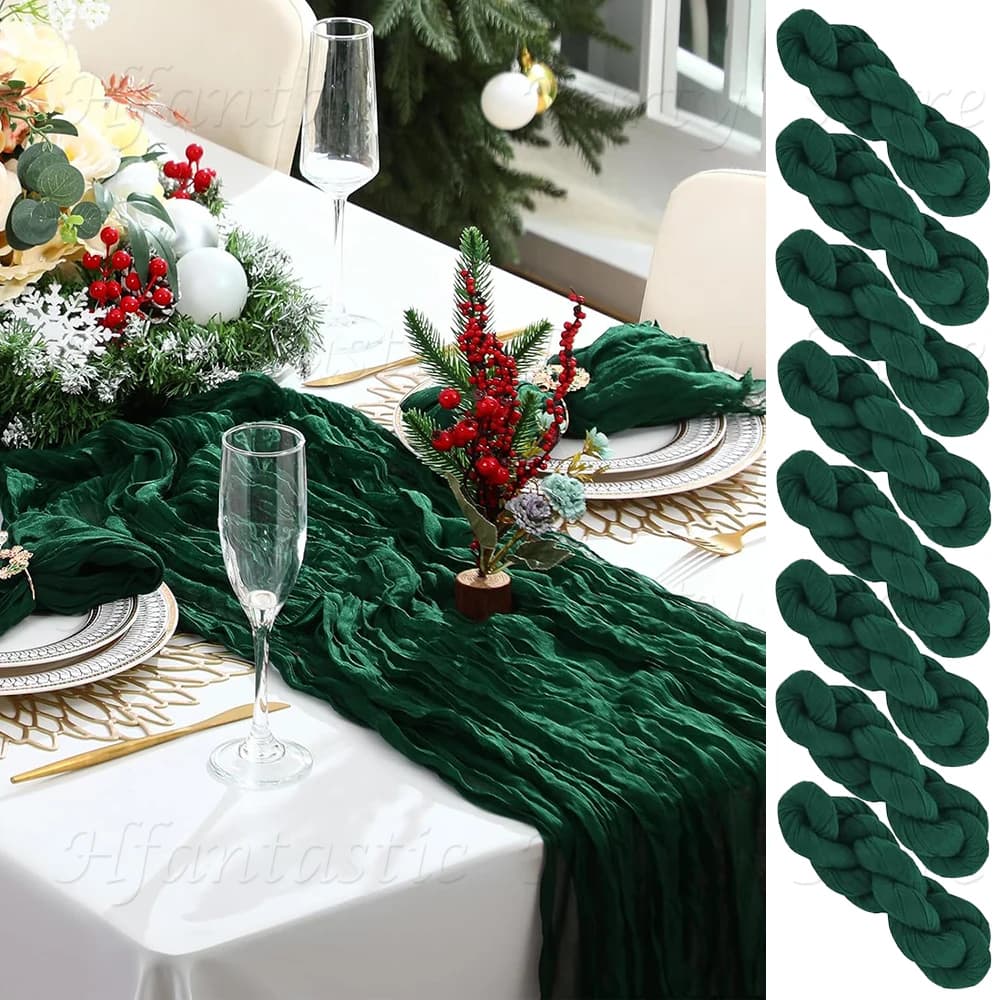Runner da tavolo in garza verde smeraldo Boho Garza rustico in tessuto trasparente per formaggio Decorazioni da tavola Matrimonio Bridal Shower Party