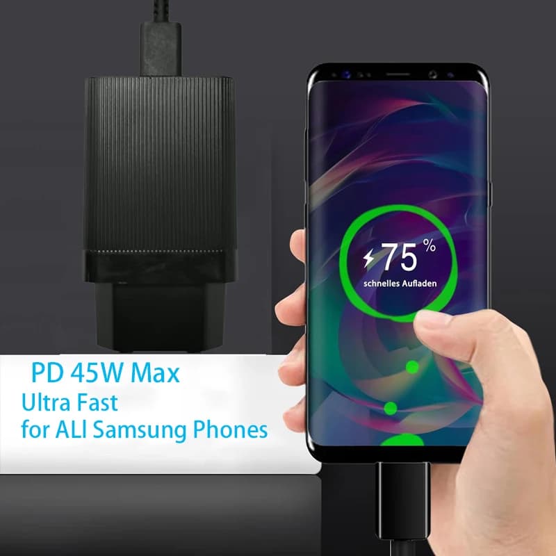UYUXIO PD 4.0 PPS AFC Caricatore USB C 45W Adattatore da parete Turbo di tipo C a ricarica super veloce per Samsung iPhone 16 15 MacBook Xiaomi