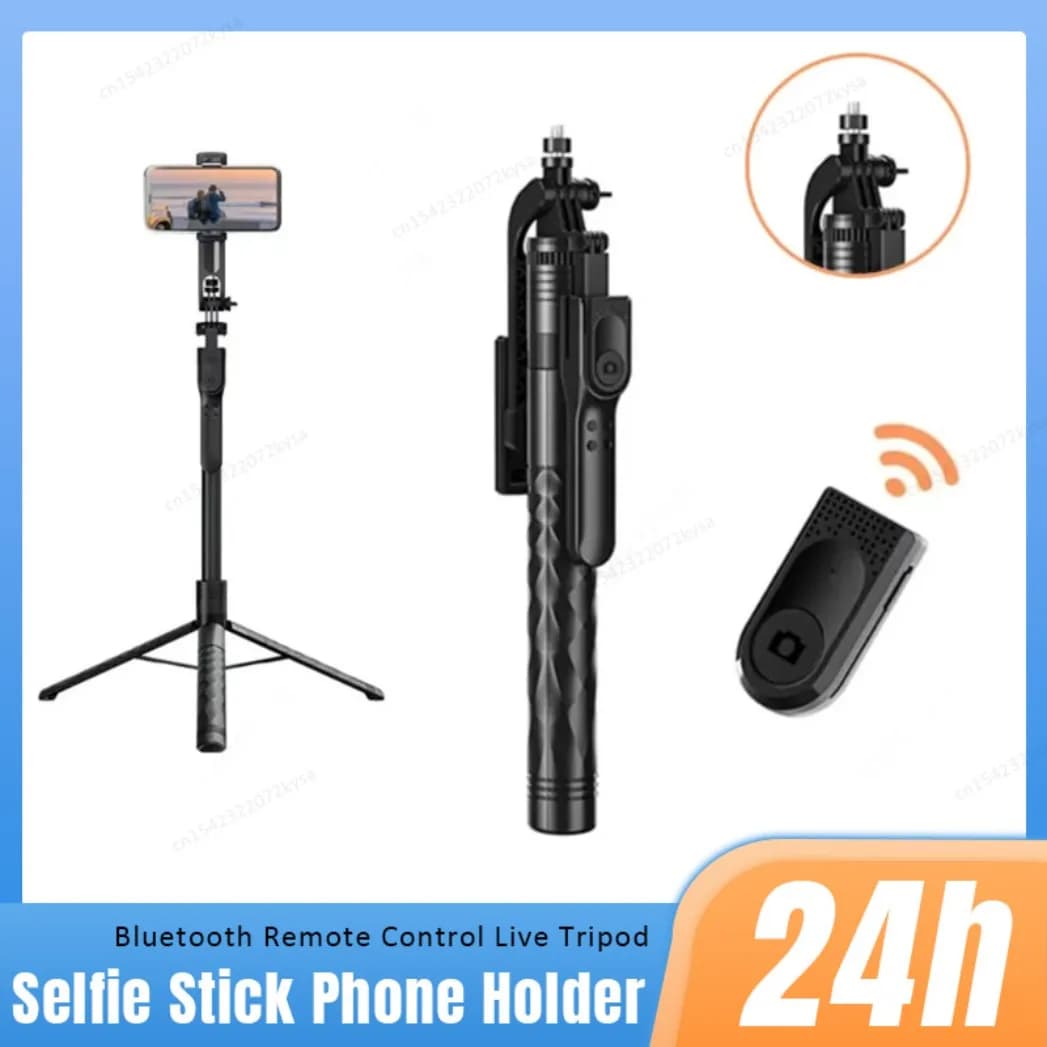 Supporto per telefono selfie stick wireless Bluetooth 360 ° Supporto live con rotazione e telecomando per treppiede con montaggio su IPhone Samsung Xiaomi