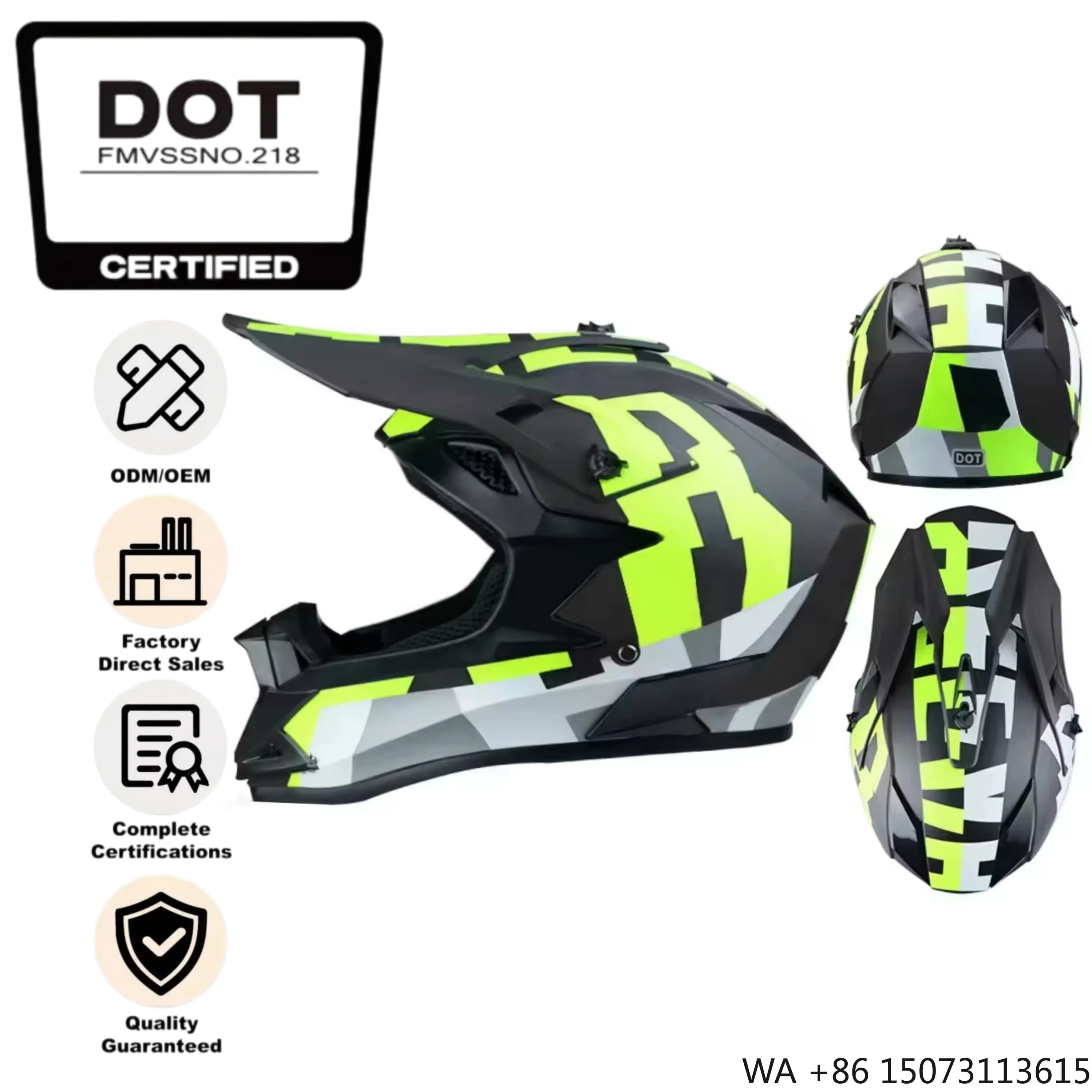 Casco da Moto per Fuoristrada Approvato DOT con Spoiler Aerodinamico per Motocross e Trail Racing