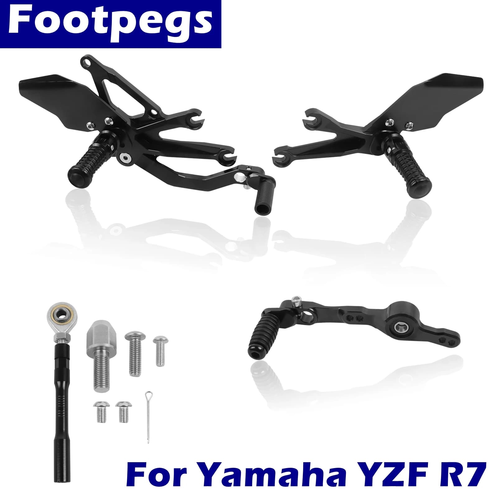 Misura Per Yamaha YZF R7 2021 2022 2023 2024 Moto Pedane Pedale In Alluminio Rearset Poggiapiedi Tallone Ala Regolatore Rearset