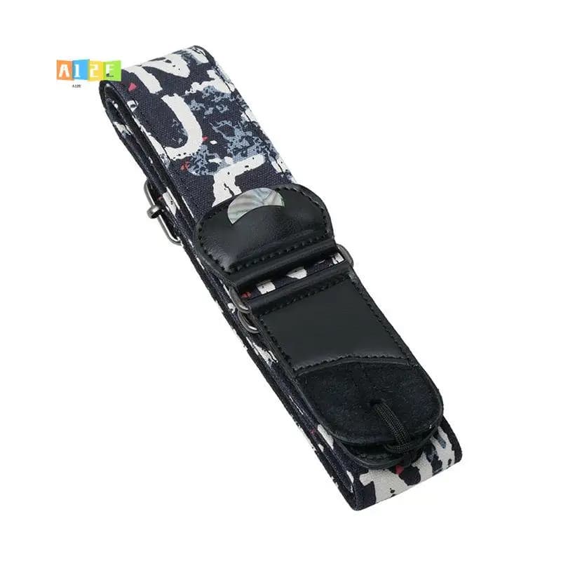 Cinghia in poliestere A12E - Nuova cinghia per chitarra elettrica, acustica e basso, con porta plettri, colorata