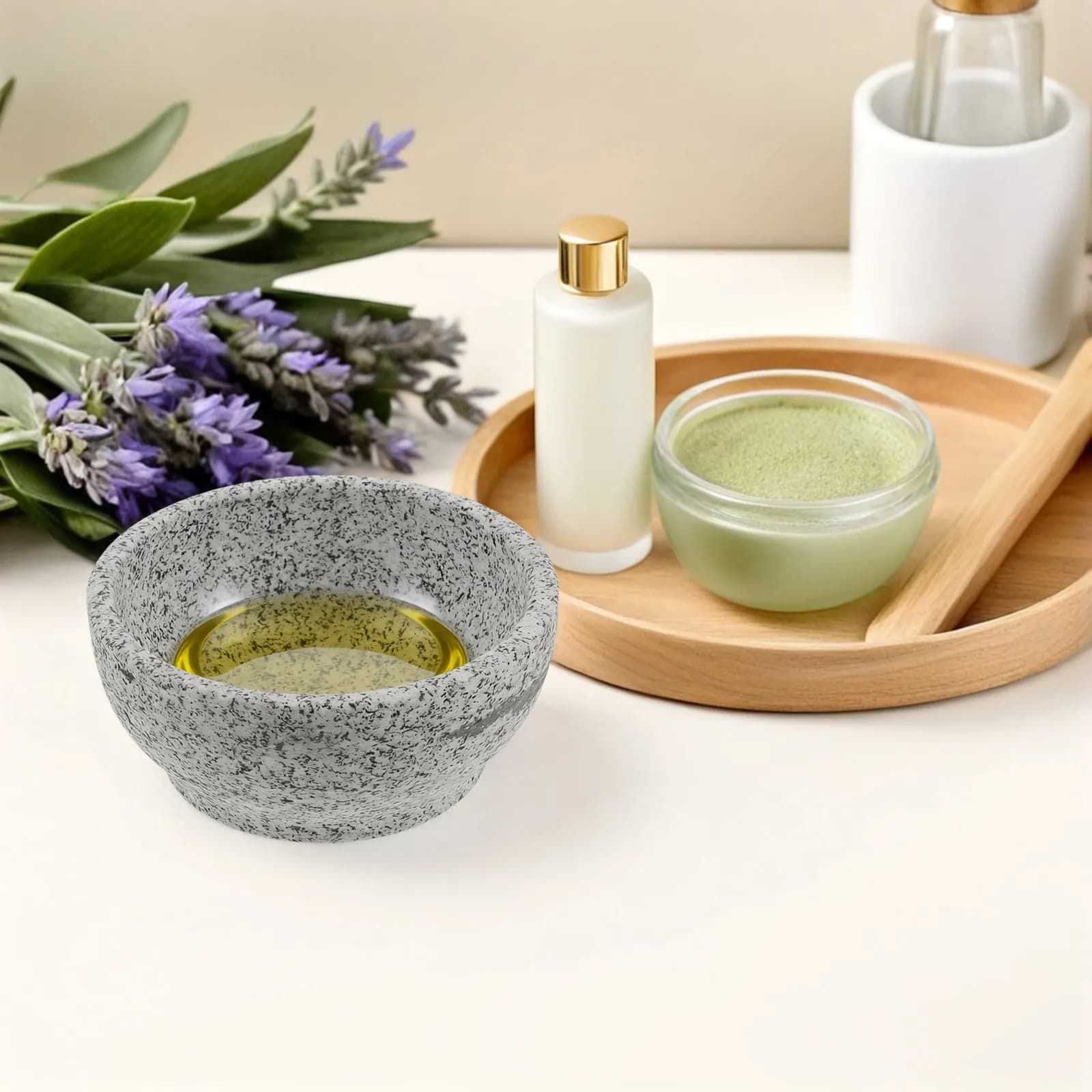 Thermal Stone Cup for Aromatherapy in Sauna, Essential Oil Diffuser in Ollare Stone for Home and Spa