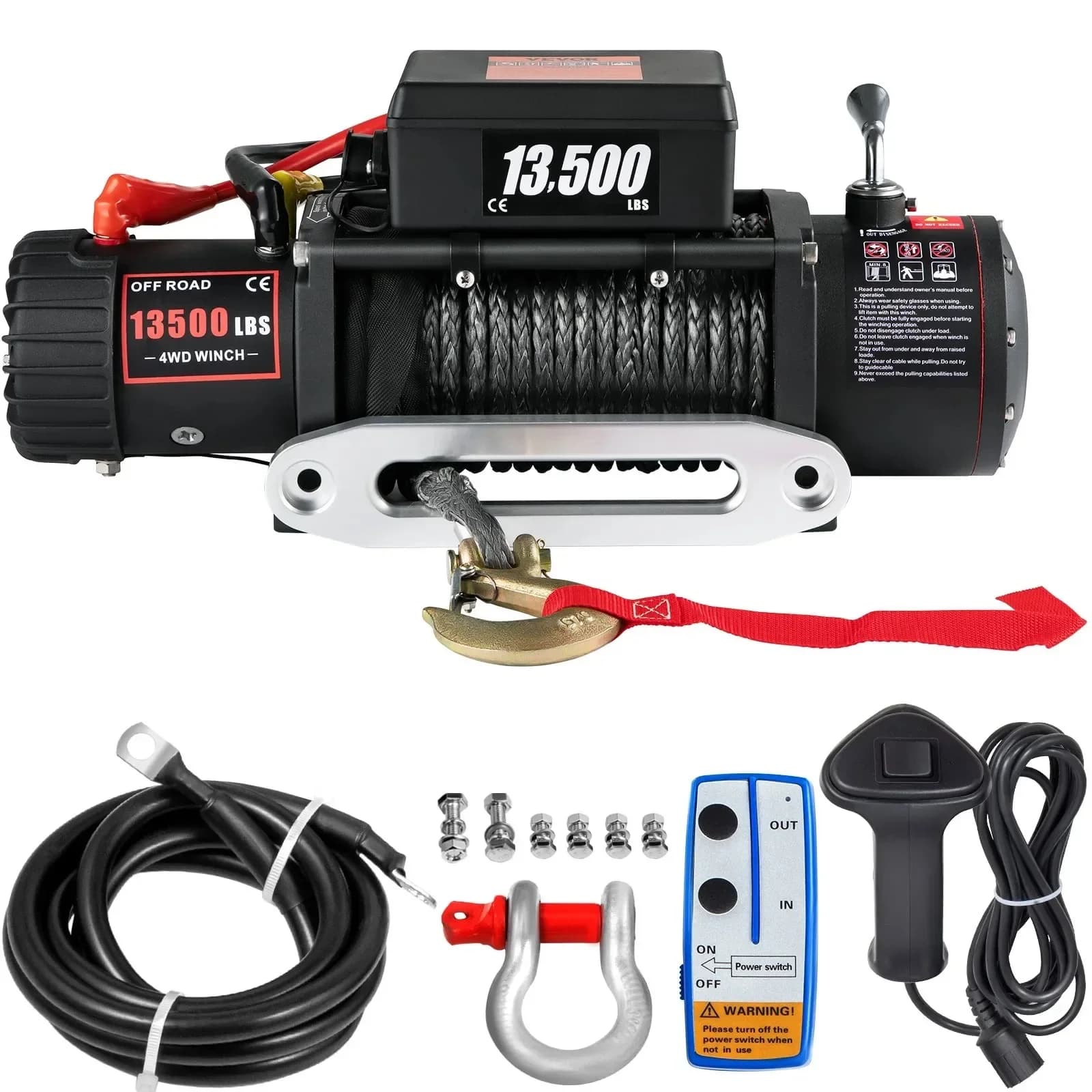 SIHAO 13500 LBS 12V Verricello Elettrico Corda di Traino Sintetica Verricello 24M/92FT Paranco di Sollevamento per 4X4 Rimorchio Auto ATV Camion Off Road Barca