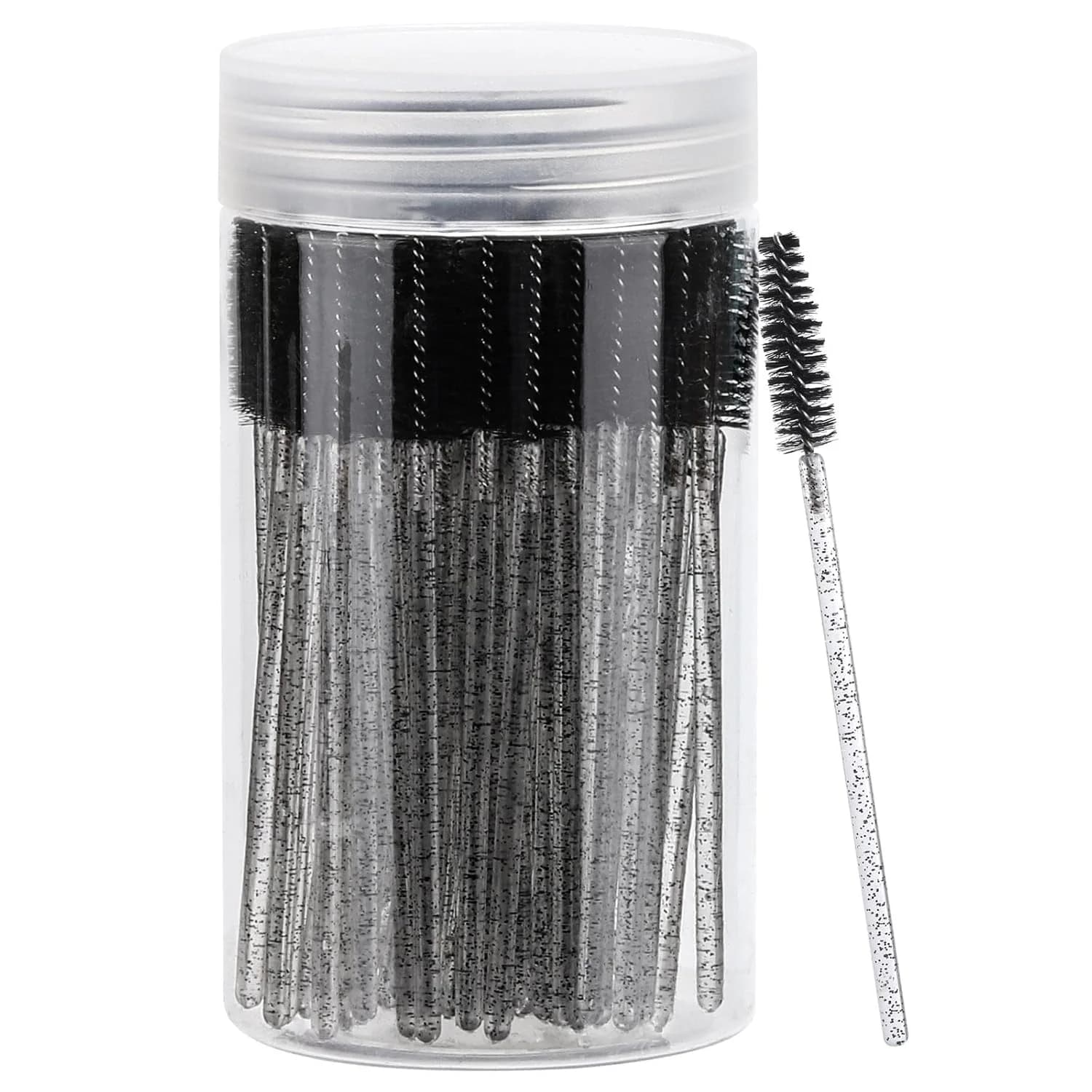 Wholesale 50 disposable black eye sticks, crystal eyebrow brush to extend eyelashes, mascara brush with container